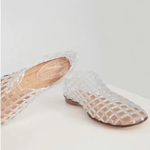 Jelly Mesh Ballet Flats for Women PVC Hollowed Jelly Slip On Ballerina Shoes2