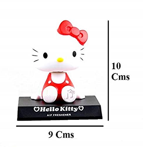 Image of AUGEN Super Hero Hello Kitty Red Action Figure Limited Edition Bobblehead with Mobile Holder for Car Dashboard, Office Desk & Study Table (Pack of 1)