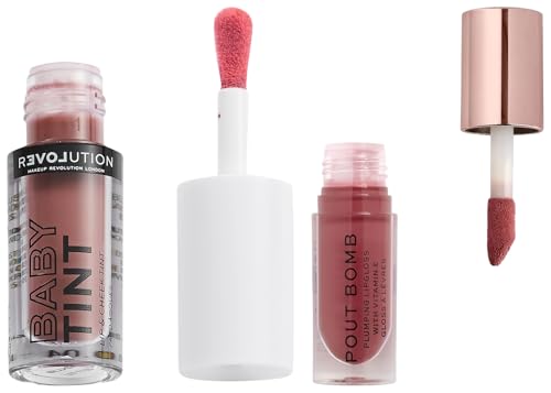 Makeup Revolution Pout Bomb Plumping Gloss-Sauce Dusty Pink|4.6 mlBaby Tint Blush Lip & Cheek Tint - Blush, Brown Pink (Glossy Finish) 1 31aozO2i4HL. SL500