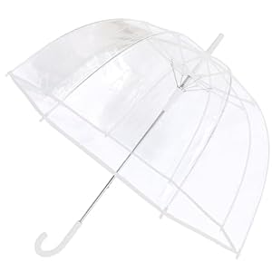 Clear Dome Umbrella, Transparent Automatic Open Bubble Umbrellas for Rain, Windproof and Waterproof for Adults or Kids Perfect for Wedding, 52 Inch Arc, White