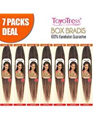 ToyoTress 7Packs/Lot 18Inch Box Braids Crochet Hair Crochet Box Braids Hair Synthetic Hair Braiding Hair Extensions For Black Women(18 Inch,T1B/27)