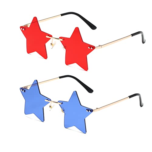 Yueluqu Gafas De Sol Vintage Divertidas Para Festivales, Sin Marco De Metal, Para Mujeres Y Hombres, Gafas De Fiesta Punk, Star-Rojo Db, Medium Yueluqu Gafas De Sol Vintage Divertidas Para Festivales, Sin Marco De Metal, Para Mujeres Y Hombres, Gafas De Fiesta Punk, Star-Rojo Db, Medium