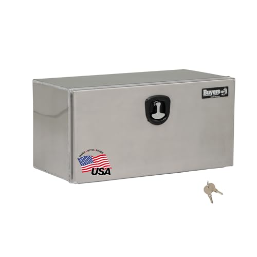 Image of Buyers Products 1706430 Pro Series Underbody Truck Box With 3-Point Compression Latch, Smooth Silver Aluminum, Made in the USA, 18 x 24 x 60 Inches, Truck Tool Box For Storage & Organization