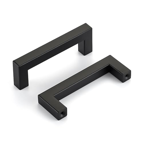 HOME EDIT Matte Black 5 Pack Square Bar Drawer Handles 3-1/2 Inch Drawer Pulls Stainless Steel Cupboard Door Handles for Bathroom Cabinet Hardware Kitchen Cabinet Handles by HOME EDIT - Used condition - CA$12.75
