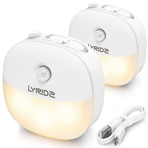 Newild LYRIDZ Luz nocturna LED recargable con brillo ajustable, luz blanca cálida para niños, sensor de movimiento para pasillo, cocina, baño, dormitorio, batería de polímero de litio, 2 paquetes Cover