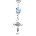 Handmade Immaculate Heart of Mary 1-Decade Rear View Mirror Car Rosary with White and Blue Beads