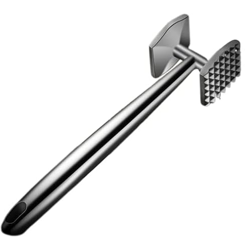 PassionTech Attendrisseur de Viande en INOX - Marteau à Viande Professionnel Double Face - Lavable au Lave-Vaisselle - Idéal pour Les escalopes, Steaks, Cordons Bleus, côtelettes