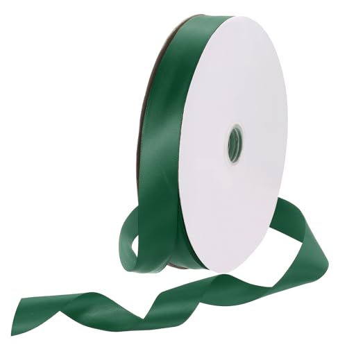 Rebower 1 Inch 100 Yard Satin Ribbon Thick Double Face Grosgrain Silk Ribbon, [for Gift Wrapping, Hair Bows, Wedding, Cake, Flower] - Forest Green