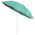 CARIBBEAN JOE Beach Umbrella, Portable Outdoor Sun Umbrella With UV Protection, Shoulder Carry Bag, Full 6 ft Arc, Mint