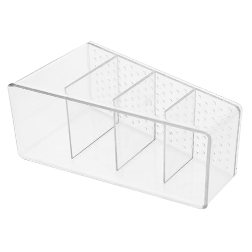 CLISPEED Porta Bustine Di Tè e Zucchero in Plastica Trasparente 4 Scomparti 7x15x8,8 Cm Organizer Da Scrivania Per Casa, Bar e Stazione Caffè Multifunzione