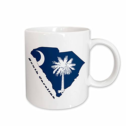 3dRose South Carolina state flag in the outline map & letters 11oz Mug