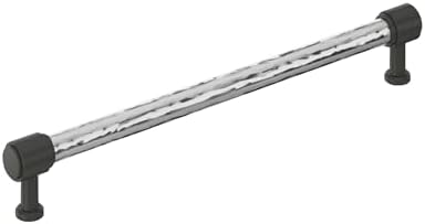 Signature Hardware 954060-O-10116 Lazzara 10-1/16 Inch Center to Center Hammered Bar Cabinet Pull - Polished Chrome/Matte Black