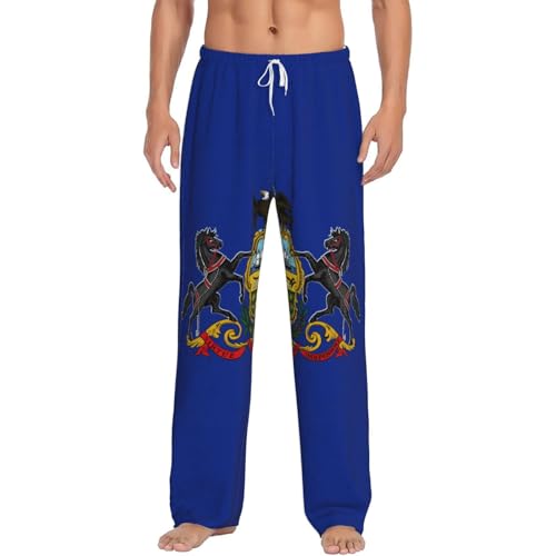 Pantalon de pyjama en flanelle pour homme Pennsylvanie, taille élastique et poches, chaud