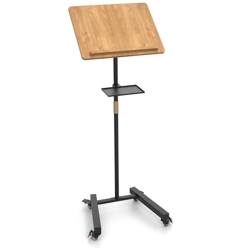 Lectern Podium Stand with Storage Platform, Height Adjustable Steady Standing Design Teacher Speaker...