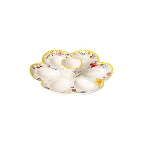 Villeroy & Boch Spring Awakening Plato para Huevos, Porcelana, Blanco/Colorido,Multicolor, Plato de...