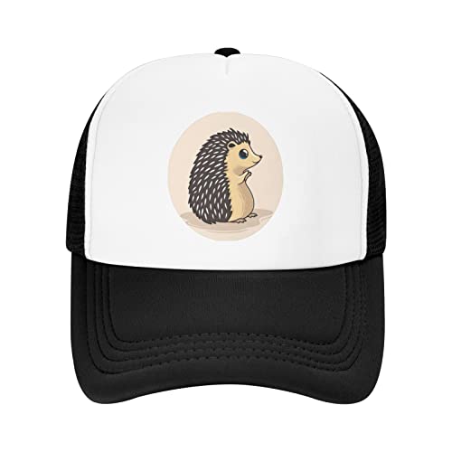 PAYOHTO Kids Cute Animals Hedgehog Baseball Hat Back Adjustable Mesh Breathable Hats Black Trucker Cap Outdoor Fishing Sun Caps for Boys or Girls Ages 4-10