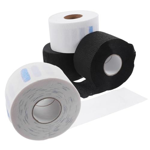 FOMIYES Professional Hair Salon Tool 4 Rolls Collar Papers Disposable Neck Strip White Black for Barbers Stylists