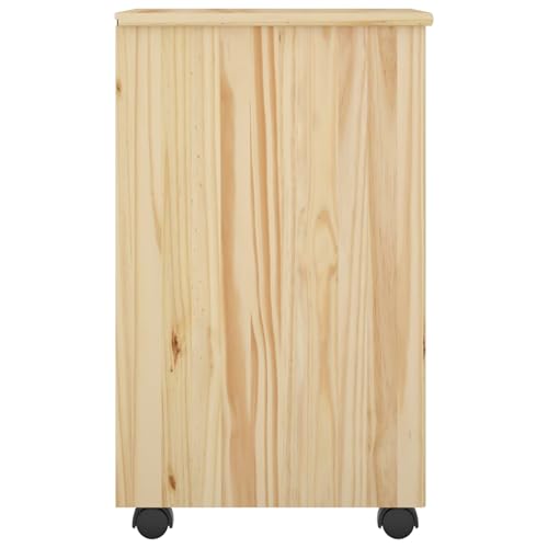Conteneur de bureau à roulettes en pin massif marron 34cm