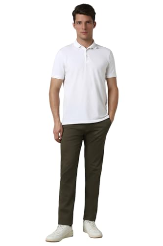 Image of Peter England Men's Straight Fit Mid Rise Chino Casual Trouser with Premium Dobby