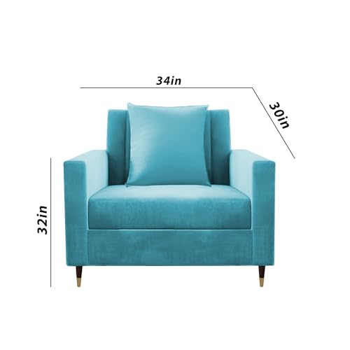 Image of Casaliving Garcia 1 Seater Sofa Set for Living Room (Turquise Colour) Premium Fabric Sofa