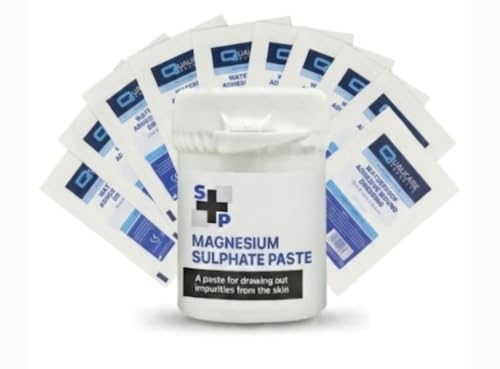 S+P PHENOL-FREE Magnesium Sulphate Paste 50g Bundle + 10 Waterproof Dressings Deep Powerful Drawing Paste with PCMX No Phenol Sting or Burn!