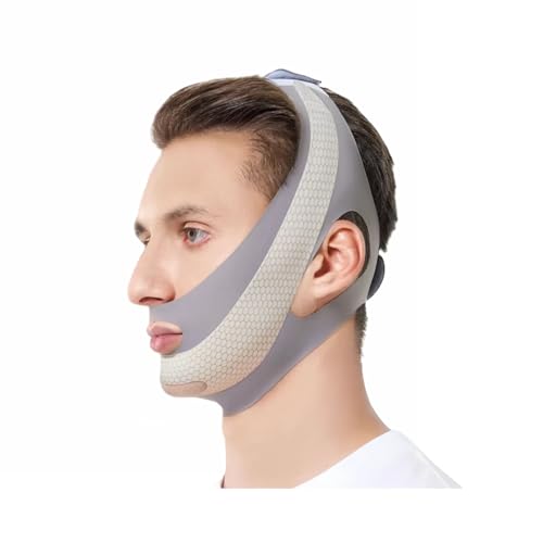 Rzbonaxhe Men’s Face Slimming Strap – Adjustable V-Line Double Chin Reducer & Jawline Shaper for Men, Breathable Honeycomb Chin Belt, Reusable Sleeping Lift Band