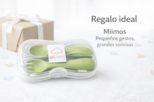 Miniatura 7 de Miimos Cubiertos Bebé Silicona Blw Con Estuche De Viaje Cuchara Y Tenedor Ergonómicos Sin Bpa Set Guardería Y Aprendizaje Autónomo