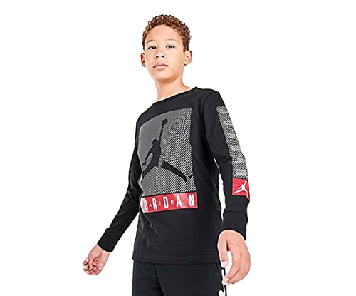 Jordan Blinds Long-Sleeve Boys Active Shirts & Tees Size S, Color: Black/Red/White