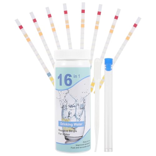 Test eau potable 16 paramètres avec tube et compte-gouttes - 100 bandes d'analyse à domicile