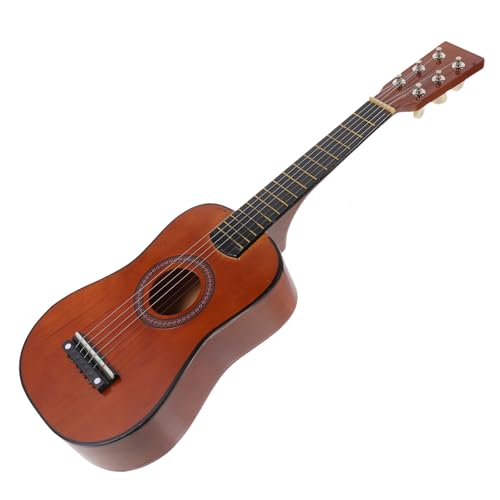 SOPOTUTU Guitarra de brinquedo de madeira 23 polegadas para iniciantes instrumento musical infantil cor café guitarra educativa para brinquedo de prática e desenvolvimento musical