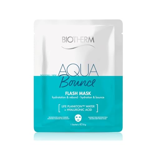 BIOTHERM Aquasource Aqua Bounce Mask, Maschera Viso Idratante con Acido Ialuronico e Life Plankton, Per Pelli Secche e Disidratate, Azione Idratante e Rimpolpante, 31 gr