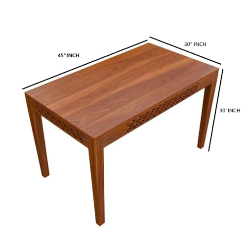 Image of THE WOODEN CITY Solid Sheesham Wood 3 Chair with 1 Bench Dining Table Set with Cushioned Chairs for Dining Room | Living Room | Home & Office - Honey Finish