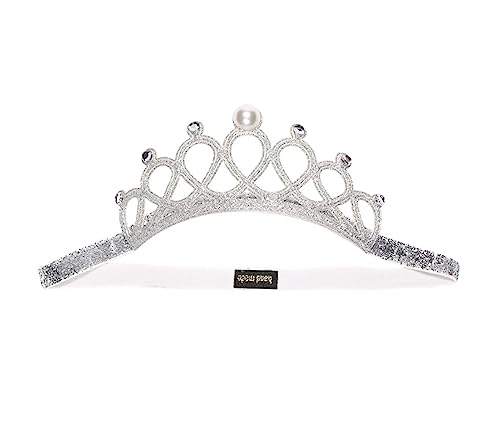 Koolgil Baby Girl's Sweet Princess Fashion Crown Hair Band Sparkling Pink Rhinestone Children's Crown Headband for Birthday Party Photography (Silver)