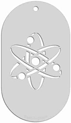 Stencil- Atom Symbol, 1.6x1.5 Inch Image on 3.5x2 Border, Size 1