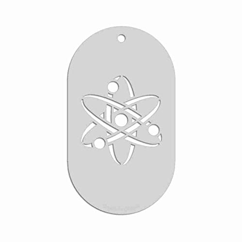 Stencil- Atom Symbol, 1.6x1.5 Inch Image on 3.5x2 Border, Size 1