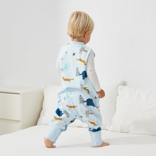 Image of Duomiaomiao 0.5 TOG Toddler Sleep Bag 6-12 Months 100% Cotton Lightweight Baby Sleep Sack with Feet, Breathable Comfy Toddler Wearable Blanket