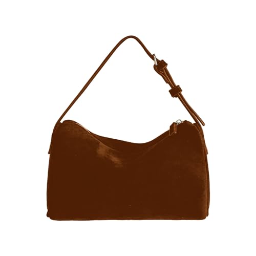 Petit sac à bandoulière en cuir suédé marron pour femme au quotidien