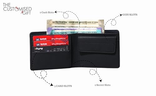 Image of Men Leather Personalized Name & Charm Imported Wallet | Gifts Husband Boyfriend Employees Clients Colleagues Friend (Black)