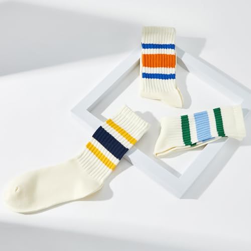 Image of American Trends Tube Socks for Women Striped Slouchy Scrunch Retro Socks Vintage Cute Crew Sock