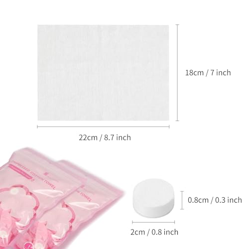 Classycoo Compressed Towel 200 PCS Mini Tablets Disposable Portable Face Towel Cotton Coin Tissue for Travel, Camping, Hiking, Sport, Beauty Salon, Home Hand Wipes and Other Outdoor Activities Pink