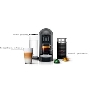 Nespresso Vertuo Plus Deluxe Coffee and Espresso Maker by Breville, Titan with Aeroccino Milk Frother Nespresso Vertuo Plus Deluxe Coffee and Espresso Maker by Breville Titan with Aeroccino Milk Frother