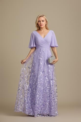 Leaf Lace Appliques Mother of The Bride Dresses for Women Formal Wedding Guest Floor Length Evening Gown4