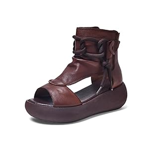 Sttiyaf Sunshine Traveller Damen-Sandalen mit hohem Rand aus Leder für Frauen, offene Zehen, Stiefelsandalen für Frauen, Braun (braun), 39 EU Sttiyaf Sunshine Traveller Damen-Sandalen mit hohem Rand aus Leder für Frauen, offene Zehen, Stiefelsandalen für Frauen, Braun (braun), 39 EU