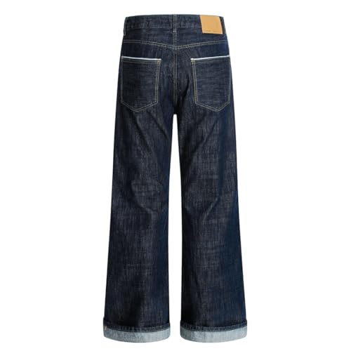 Men’s Washed Denim Jeans, Retro Street Style, Loose Fit, High Street, Wide Leg Casual Jeans3