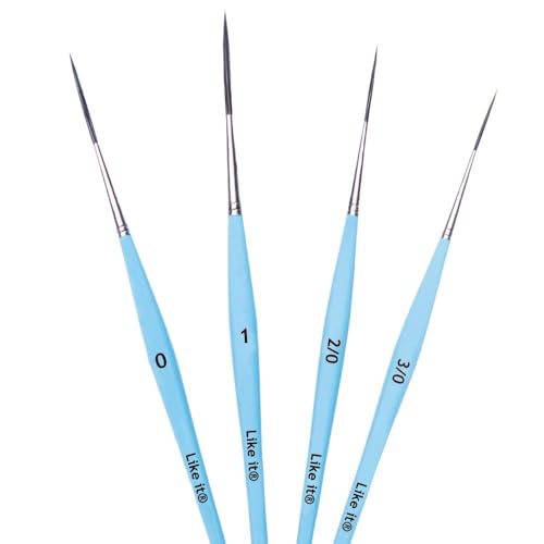 Image of Like it Long Liner /Detailing Paint Pointed Rigger Script Brushes Range Size: 000, Size: 00, Size: 0, Size: 1 (Blue Long Liner)