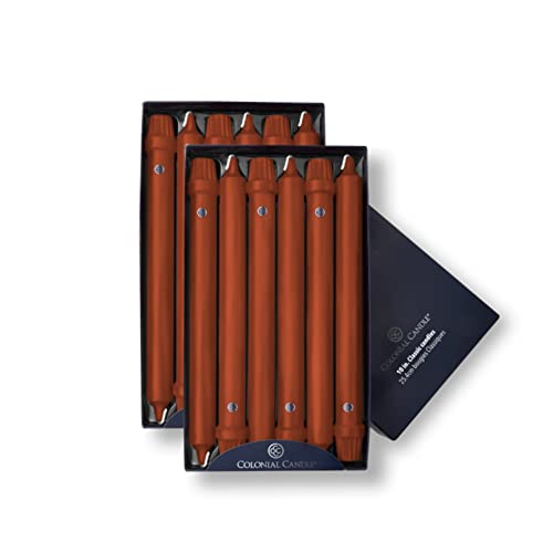 Image of Colonial Candle Unscented Taper Candle, Classic Collection, Amber, 10 in, Pack of 12 - Up to 8 Hours Burn