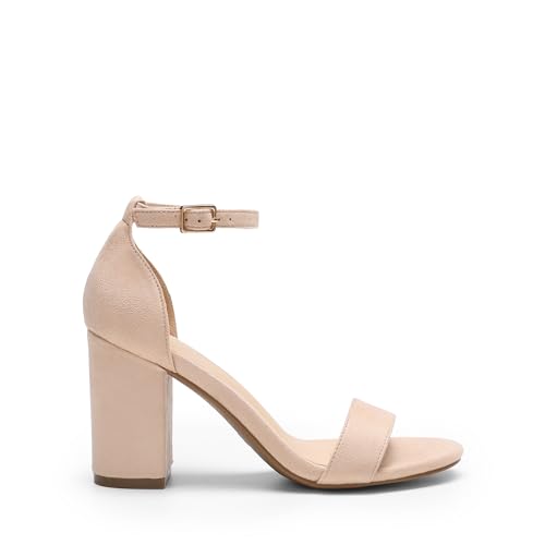 Image of DREAM PAIRS Heels for Women Chunky Block Heel Open Toe Ankle Strap 3.5 Inch Heeled Sandals for Party Date Wedding