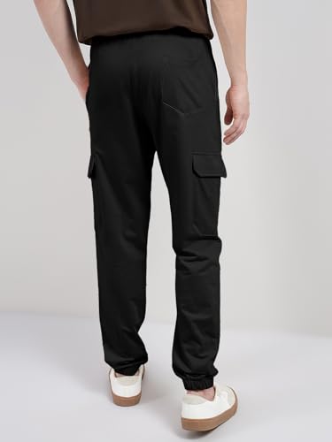 Image of Veirdo 100% Pure Cotton Regular Fit Mid Rise Trackpants with Side Pocket for Men & Boys