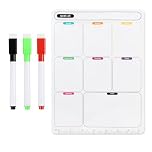 A4 Magnetic Weekly Planner for Fridge, Dry Wipe Magnetic Whiteboard Calendar with 3 Pens, Meal Planning Board, Magnetic Shopping List Pad for Fridge, Family Routine and Office Reminder