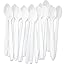 50 Count Extra Long 8-Inch White Sundae Spoons - Heavy Duty Disposable Plastic Spoons For Ice Cream & Drinks
